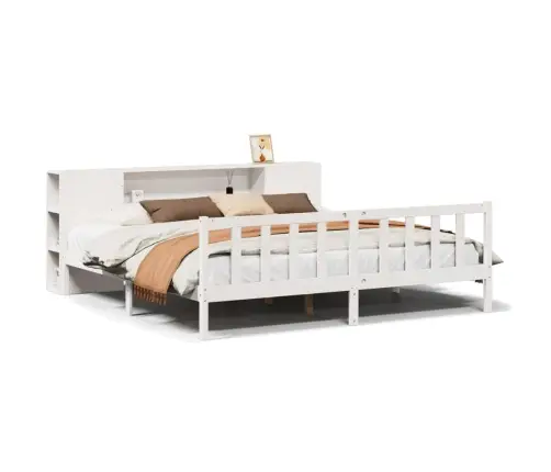 Lova Su Knygų Spinta Be Čiužinio, Balta, 180X200cm Pušis