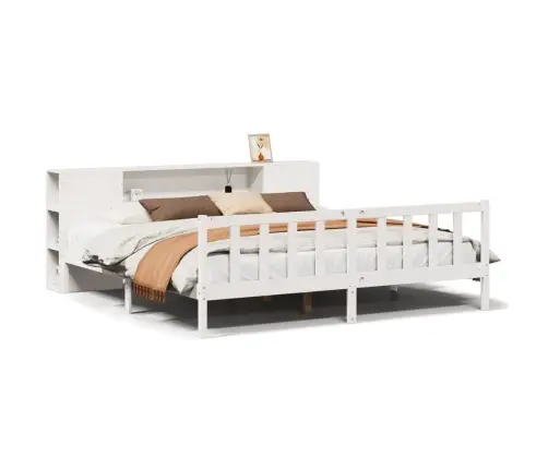 Lova Su Knygų Spinta Be Čiužinio, Balta, 200X200cm Pušis