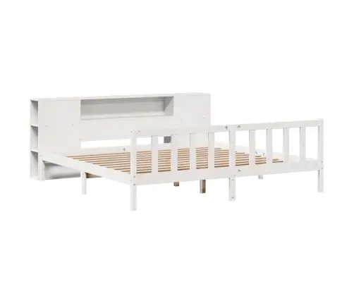 Lova Su Knygų Spinta Be Čiužinio, Balta, 200X200cm Pušis