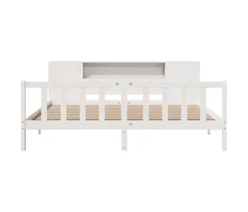 Lova Su Knygų Spinta Be Čiužinio, Balta, 200X200cm Pušis