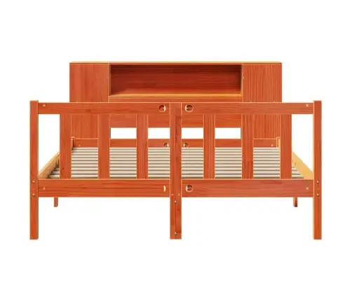 Gulta Ar Grāmatu Plauktu, Bez Matrača, 140X190 Cm, Priedes Koks Vidaxl