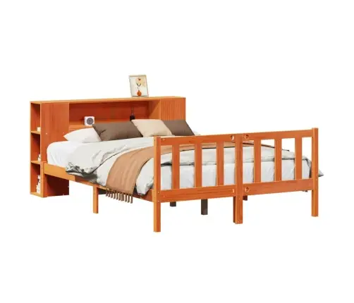 Gulta Ar Grāmatu Plauktu, Bez Matrača, 160X200 Cm, Priedes Koks Vidaxl