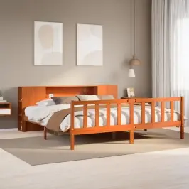 Lova Su Knygų Spinta Be Čiužinio, Ruda, 200X200cm Pušis Lova Su Knygų Spinta Be Čiužinio, Ruda, 200X200cm Pušis