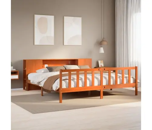 Lova Su Knygų Spinta Be Čiužinio, Ruda, 200X200cm Pušis