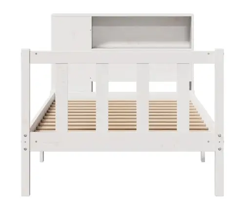 Riiuliga Voodiraam Ilma Madratsita, Valge, 90X190 cm Männipuit