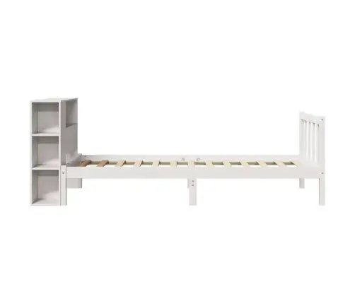 Riiuliga Voodiraam Ilma Madratsita, Valge, 90X190 cm Männipuit