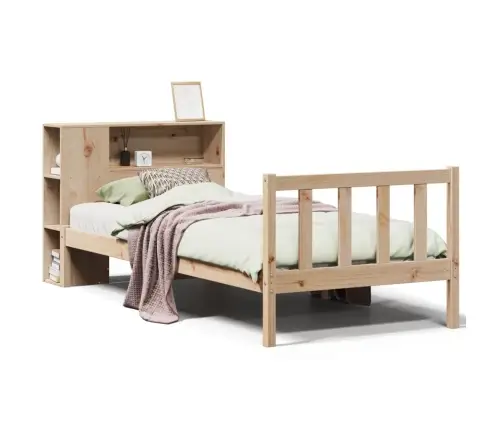 Gulta Ar Grāmatu Plauktu, Bez Matrača, 90X200 Cm, Priedes Koks Vidaxl