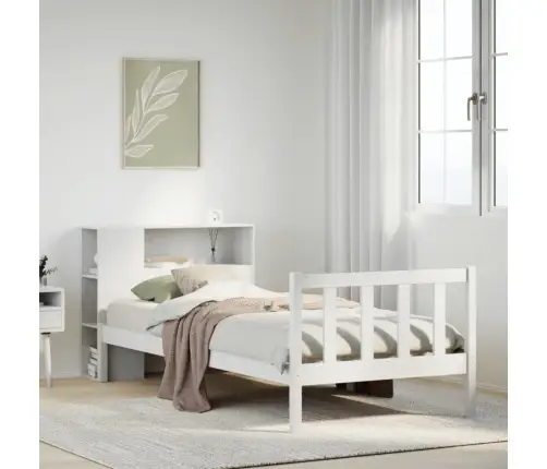 Gulta Ar Grāmatu Plauktu, Bez Matrača, 90X200 Cm, Priedes Koks Vidaxl