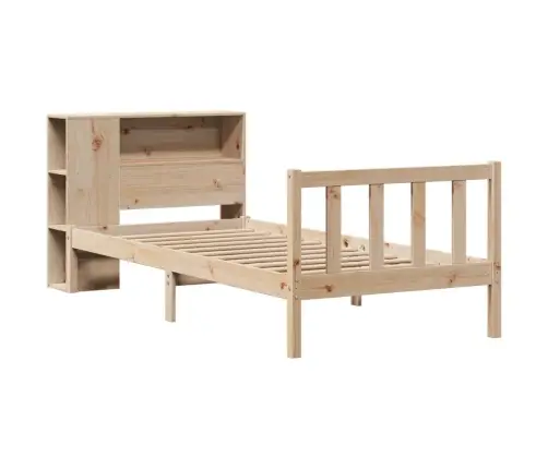 Gulta Ar Grāmatu Plauktu, Bez Matrača, 100X200 Cm, Priedes Koks Vidaxl