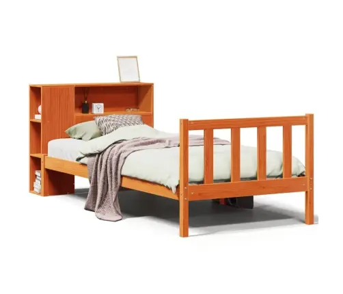 Gulta Ar Grāmatu Plauktu, Bez Matrača, 100X200 Cm, Priedes Koks Vidaxl