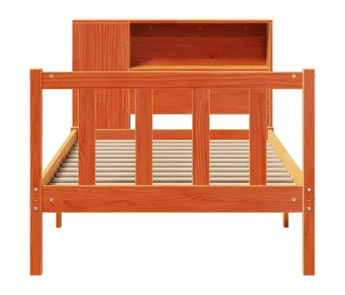 Gulta Ar Grāmatu Plauktu, Bez Matrača, 100X200 Cm, Priedes Koks Vidaxl