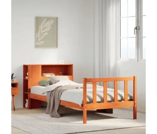 Gulta Ar Grāmatu Plauktu, Bez Matrača, 100X200 Cm, Priedes Koks Vidaxl