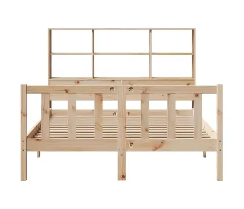 Gulta Ar Grāmatu Plauktu, Bez Matrača, 140X190 Cm, Priedes Koks Vidaxl