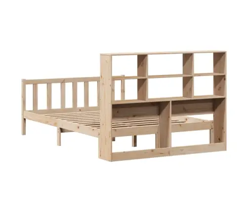 Gulta Ar Grāmatu Plauktu, Bez Matrača, 140X190 Cm, Priedes Koks Vidaxl