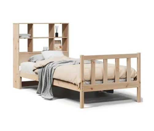 Gulta Ar Grāmatu Plauktu, Bez Matrača, 90X200 Cm, Priedes Koks Vidaxl