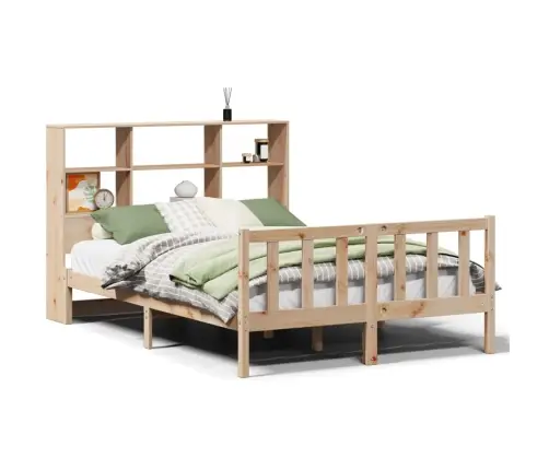 Gulta Ar Grāmatu Plauktu, Bez Matrača, 140X200 Cm, Priedes Koks Vidaxl