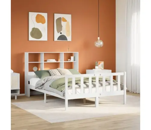 Lova Su Knygų Spinta Be Čiužinio, Balta, 160X200cm Pušis