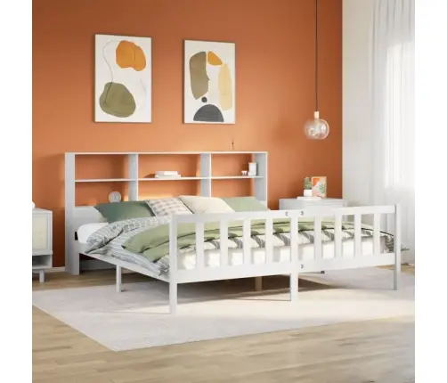 Riiuliga Voodiraam Ilma Madratsita, Valge, 180X200cm Männipuit