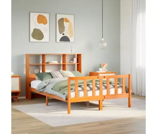 Gulta Ar Grāmatu Plauktu, Bez Matrača, 120X190 Cm, Priedes Koks Vidaxl