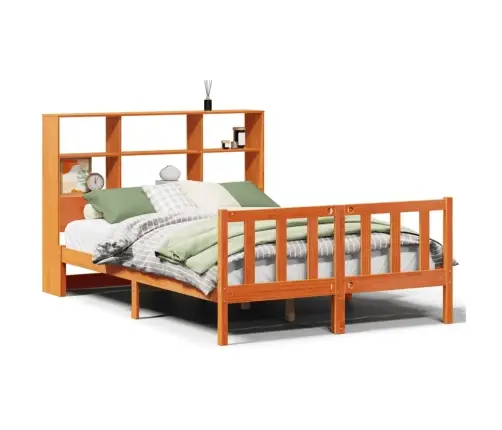 Gulta Ar Grāmatu Plauktu, Bez Matrača, 135X190 Cm, Priedes Koks Vidaxl