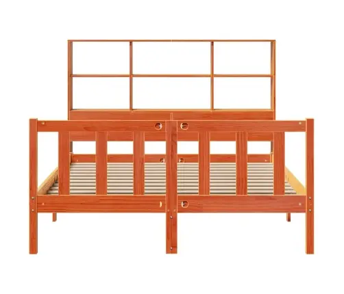 Gulta Ar Grāmatu Plauktu, Bez Matrača, 135X190 Cm, Priedes Koks Vidaxl