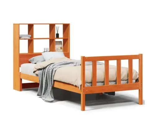 Riiuliga Voodi Ilma Madratsita, Vahapruun, 90X200 cm Männipuit