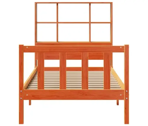 Lova Be Čiužinio/Su Knygų Lentyna, Vaško Ruda, 100X200cm Pušis