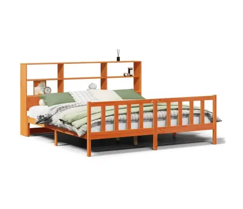 Gulta Ar Grāmatu Plauktu, Bez Matrača, 200X200 Cm, Priedes Koks Vidaxl