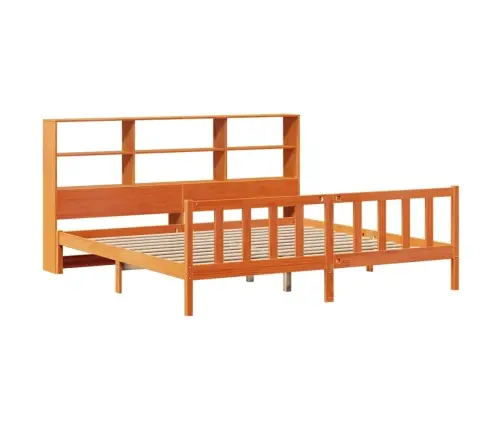 Gulta Ar Grāmatu Plauktu, Bez Matrača, 200X200 Cm, Priedes Koks Vidaxl