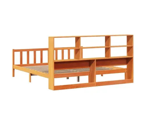 Gulta Ar Grāmatu Plauktu, Bez Matrača, 200X200 Cm, Priedes Koks Vidaxl