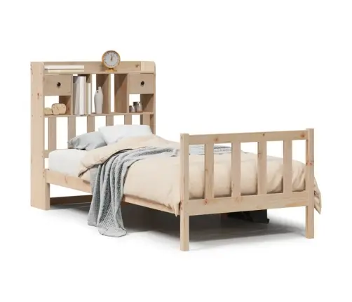 Lova Su Knygų Spinta Be Čiužinio, 90X190cm Pušies Masyvas