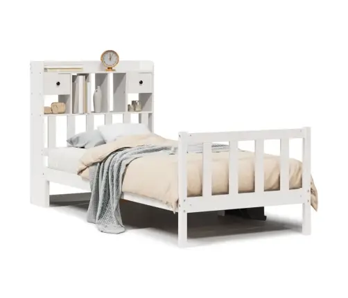 Gulta Ar Grāmatu Plauktu, Bez Matrača, 90X190 Cm, Priedes Koks Vidaxl