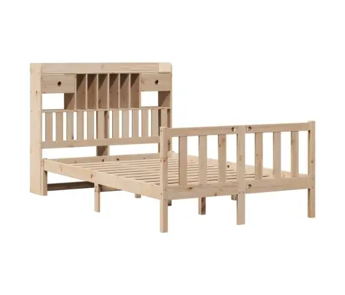 Gulta Ar Grāmatu Plauktu, Bez Matrača, 135X190 Cm, Priedes Koks Vidaxl