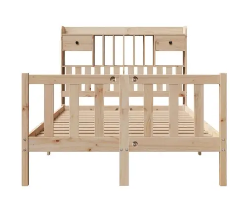 Gulta Ar Grāmatu Plauktu, Bez Matrača, 135X190 Cm, Priedes Koks Vidaxl