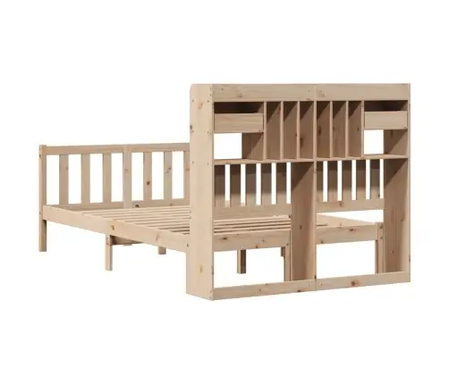 Gulta Ar Grāmatu Plauktu, Bez Matrača, 135X190 Cm, Priedes Koks Vidaxl