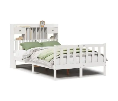 Lova Su Knygų Spinta Be Čiužinio, Balta, 135X190cm Pušis