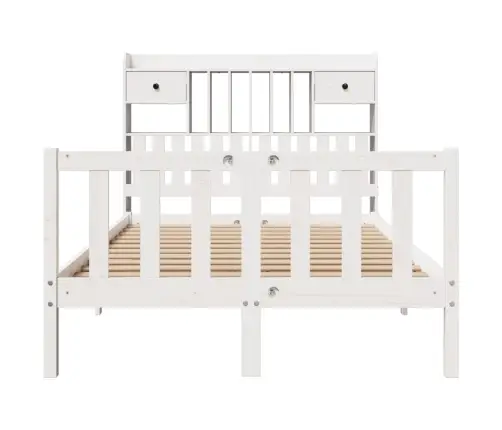 Lova Su Knygų Spinta Be Čiužinio, Balta, 135X190cm Pušis