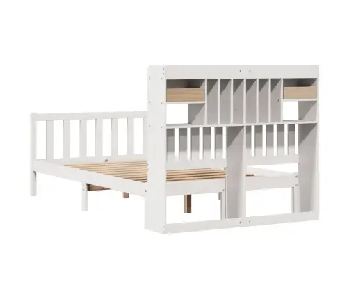 Lova Su Knygų Spinta Be Čiužinio, Balta, 135X190cm Pušis