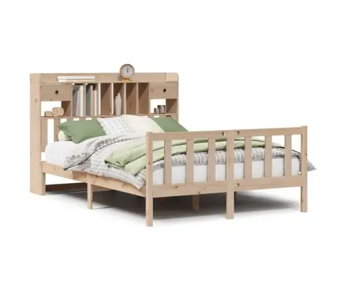 Lova Su Knygų Spinta Be Čiužinio, 140X190cm Pušies Masyvas