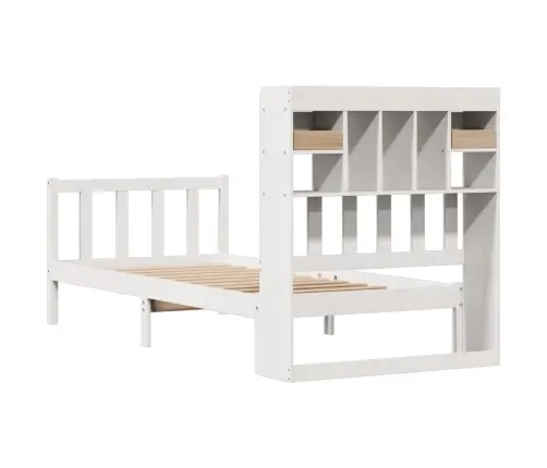 Riiuliga Voodiraam Ilma Madratsita, Valge, 90X200 cm Männipuit