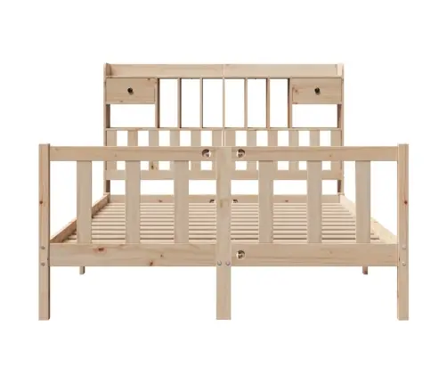 Lova Su Knygų Spinta Be Čiužinio, 140X200cm Pušies Masyvas