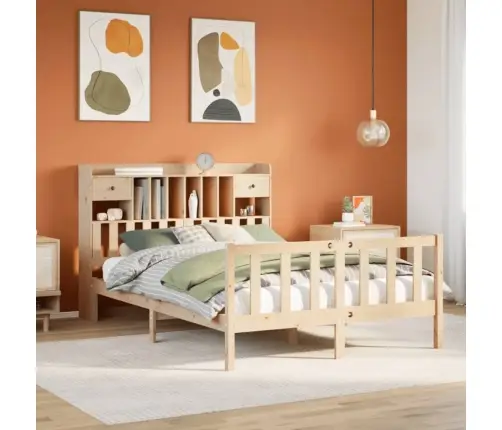 Lova Su Knygų Spinta Be Čiužinio, 160X200cm Pušies Masyvas