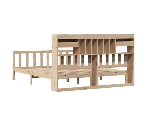 Lova Su Knygų Spinta Be Čiužinio, 180X200cm Pušies Masyvas