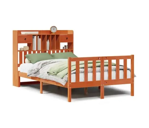 Riiuliga Voodi Ilma Madratsita, Vahapruun, 135X190cm Männipuit