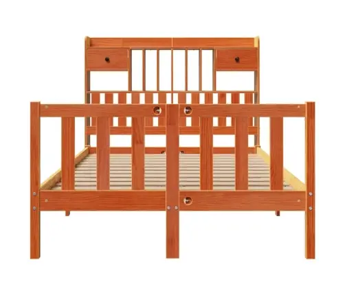 Riiuliga Voodi Ilma Madratsita, Vahapruun, 135X190cm Männipuit