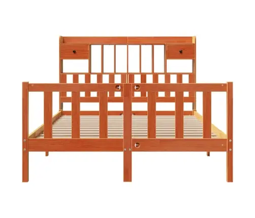 Gulta Ar Grāmatu Plauktu, Bez Matrača, 140X190 Cm, Priedes Koks Vidaxl