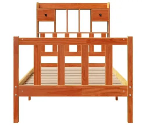 Gulta Ar Grāmatu Plauktu, Bez Matrača, 100X200 Cm, Priedes Koks Vidaxl