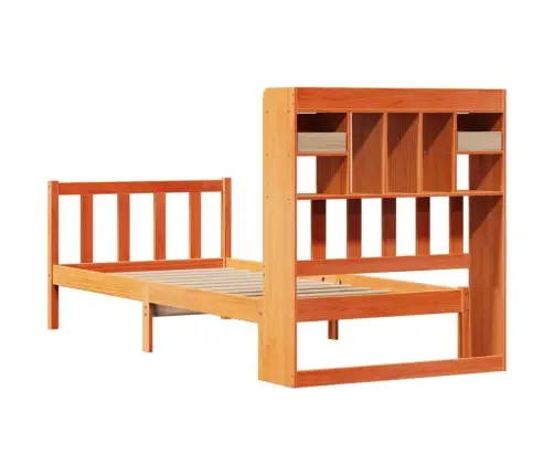 Gulta Ar Grāmatu Plauktu, Bez Matrača, 100X200 Cm, Priedes Koks Vidaxl