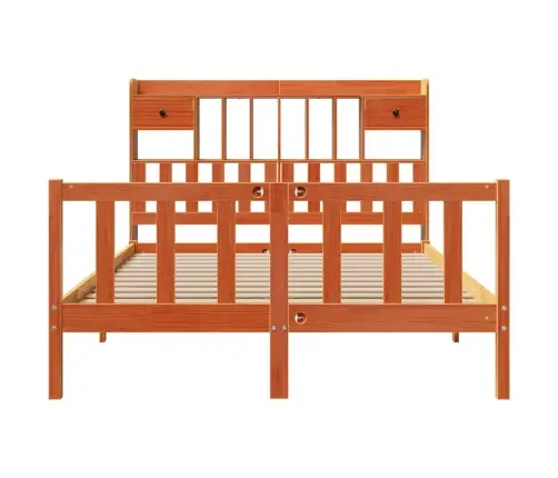 Gulta Ar Grāmatu Plauktu, Bez Matrača, 150X200 Cm, Priedes Koks Vidaxl