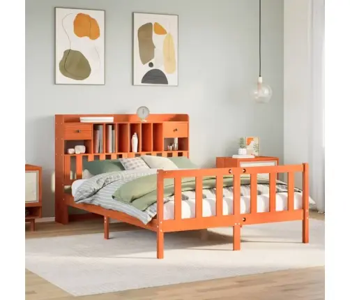 Gulta Ar Grāmatu Plauktu, Bez Matrača, 150X200 Cm, Priedes Koks Vidaxl